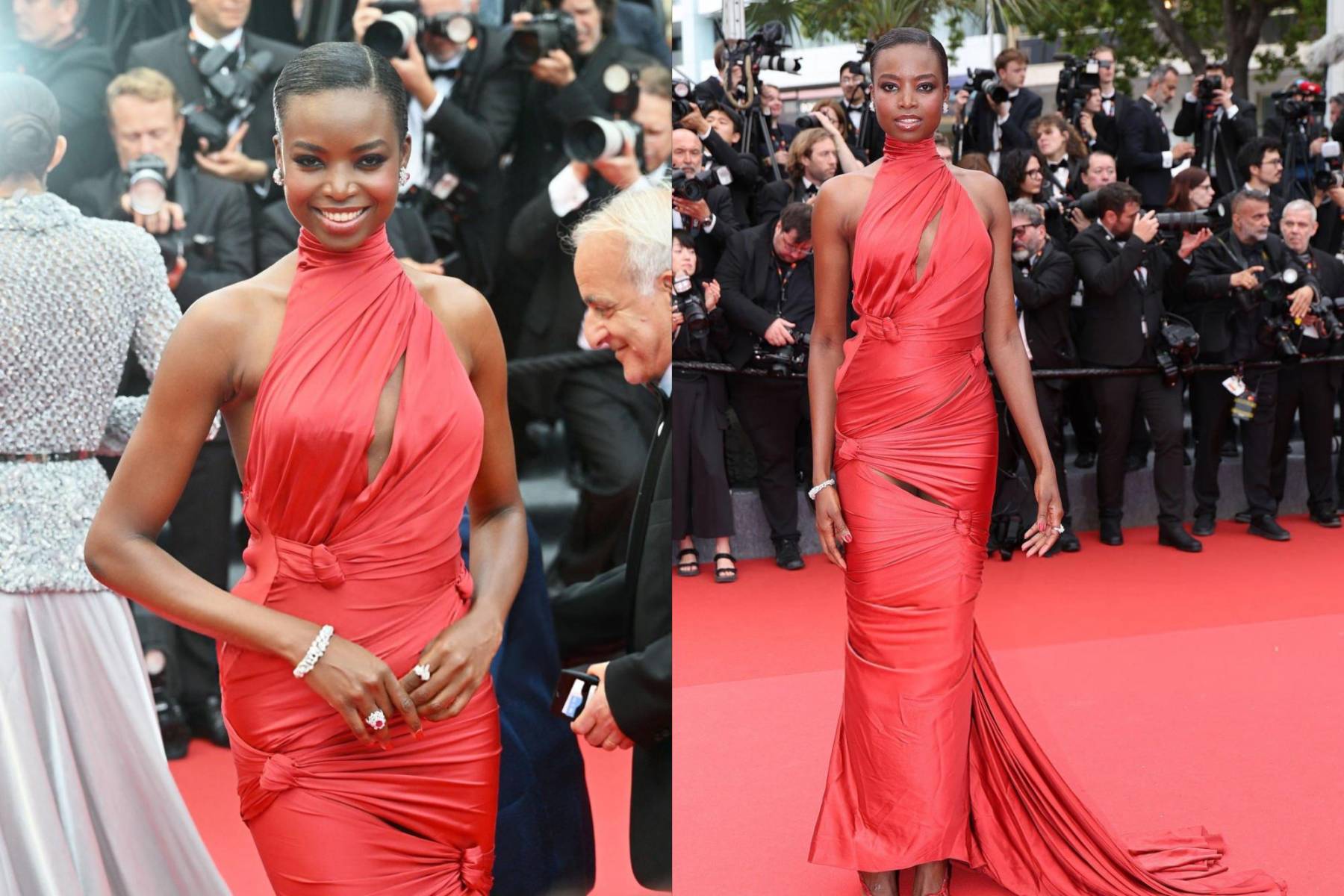 Maria Borges con un vestido rojo de Zuhair Murad SS25 Couture.