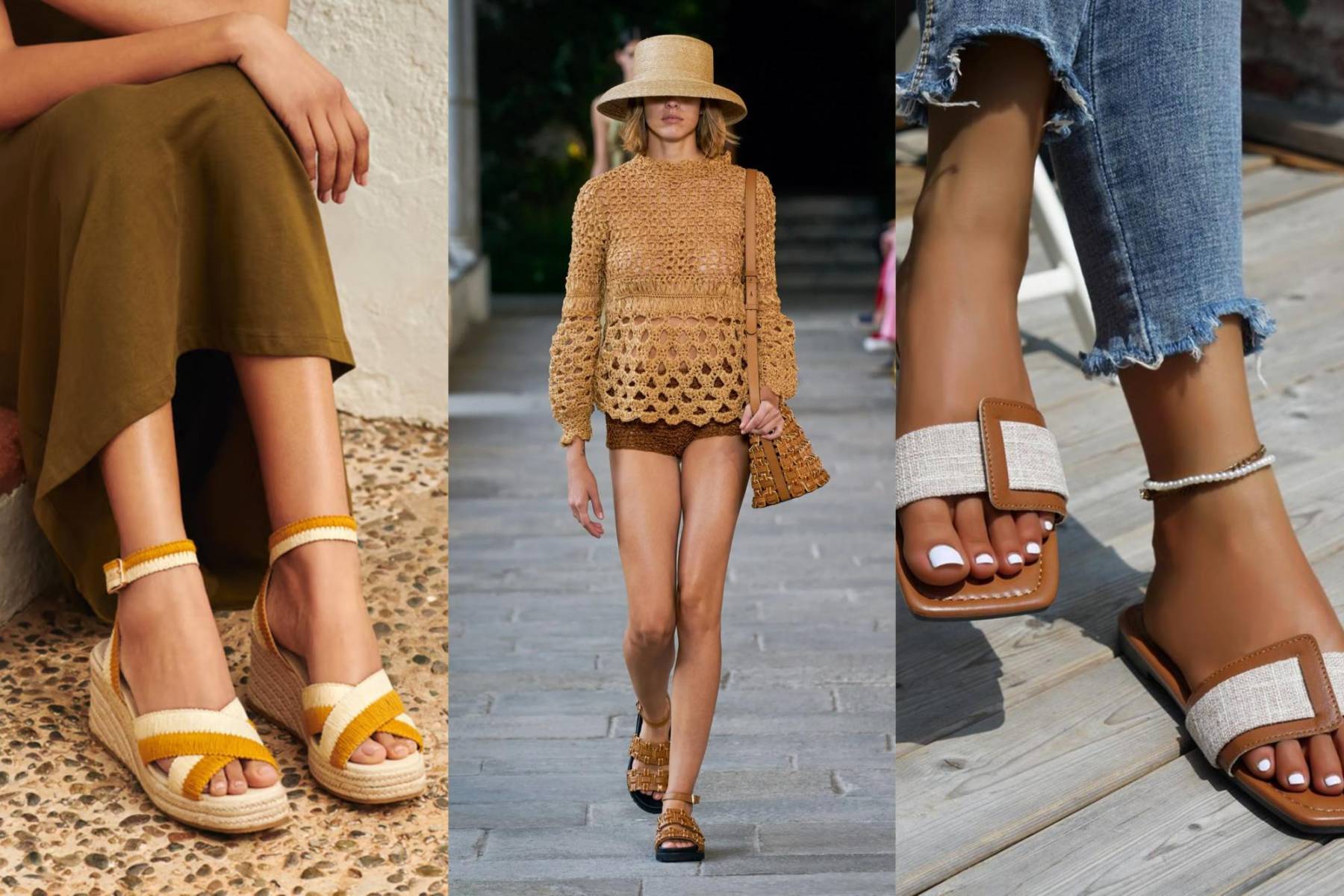 <b>Sandalias cómodas y estilizadas:</b> Piensa en tonos neutros o cálidos que combinen con todo.