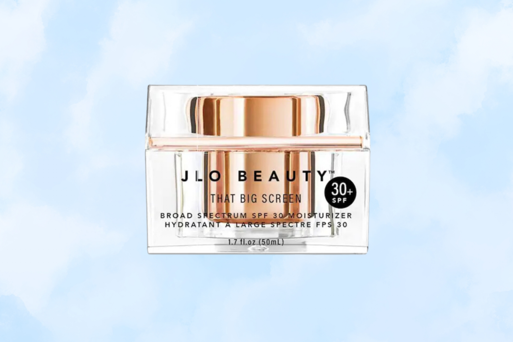 <b>That Big Screen™</b>: JLo no olvida el protector solar. Aplica este hidratante con factor SPF 30 que combate los rayos UVA/UVB, los contaminantes, los radicales libres y los daños por luz azul, protegiendo su piel diariamente.