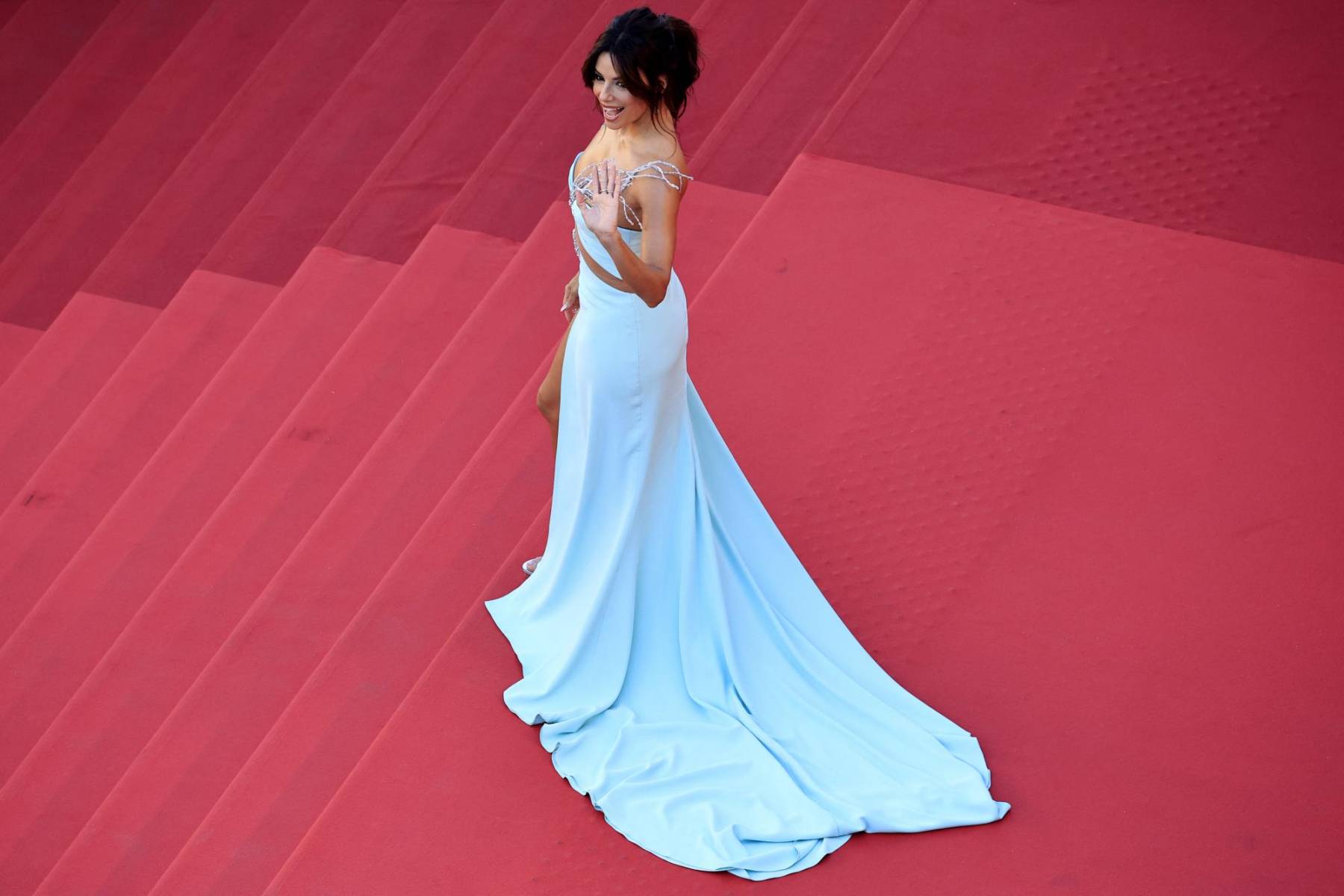 Eva Longoria a su llegada al estreno de "Emilia Perez" 