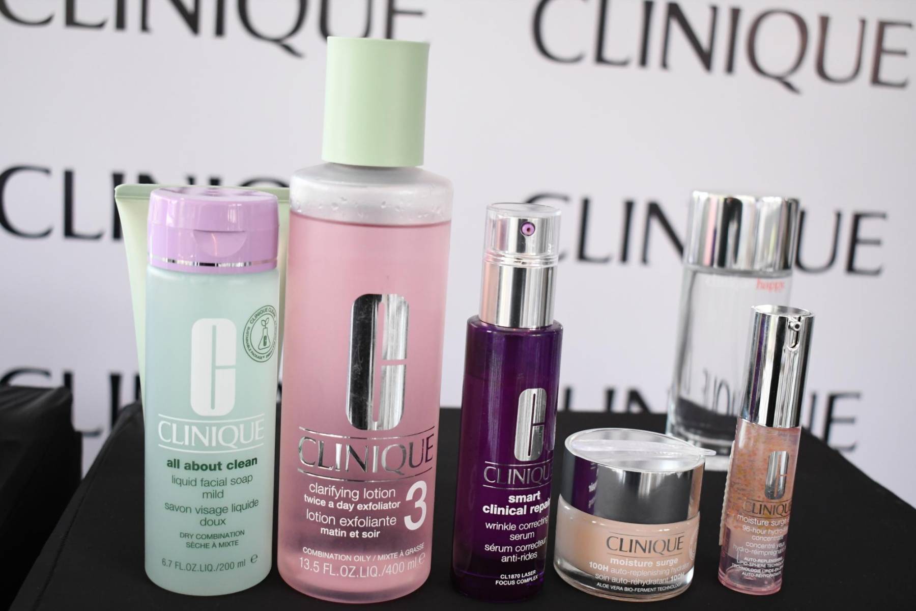Los productos estelares de Clinique que se aplicaron esa mañana durante el spa day