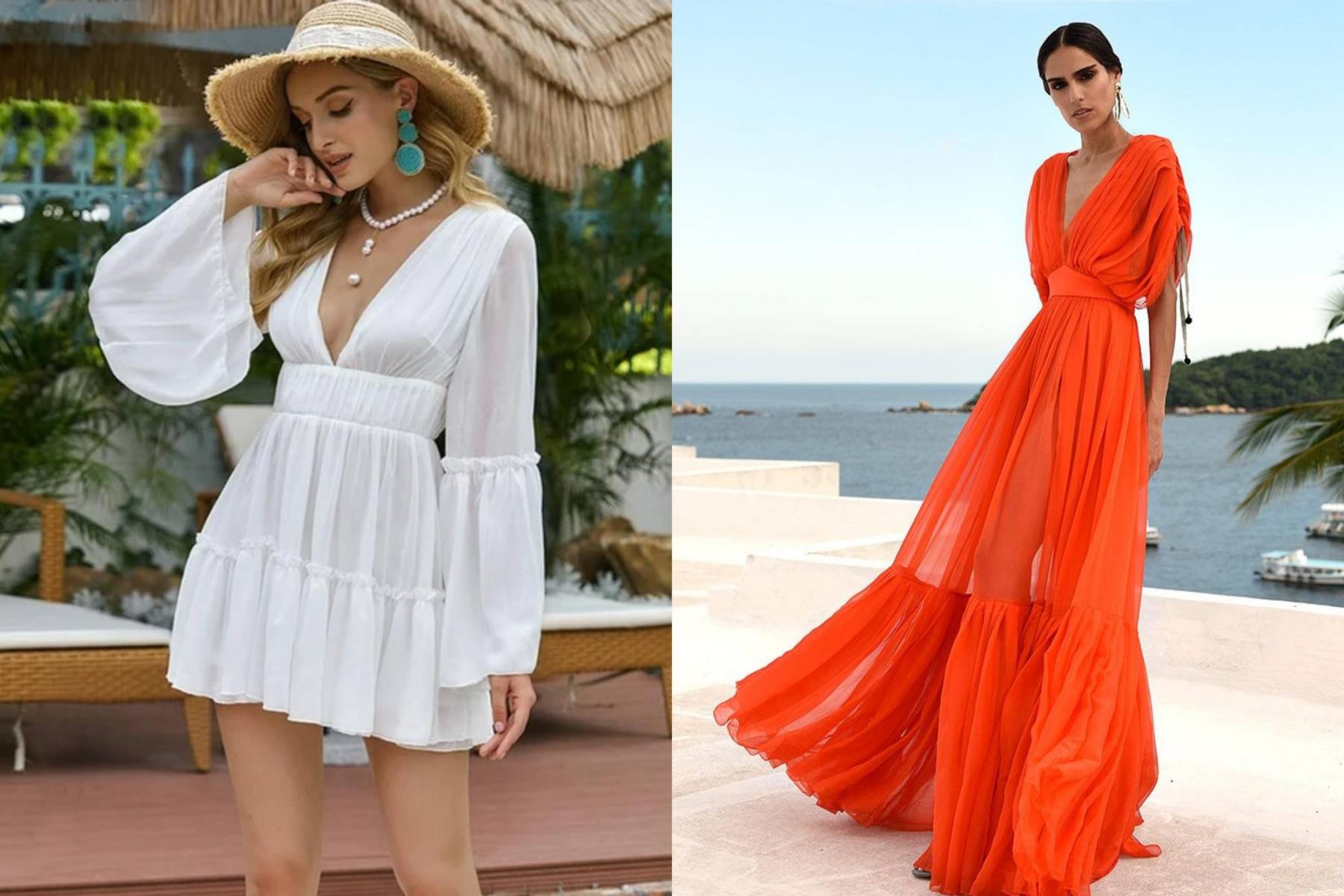 <b>Vestidos vaporosos:</b> Uno corto para el día y uno largo para las cenas frente al mar. Materiales como lino o algodón son tus aliados. 