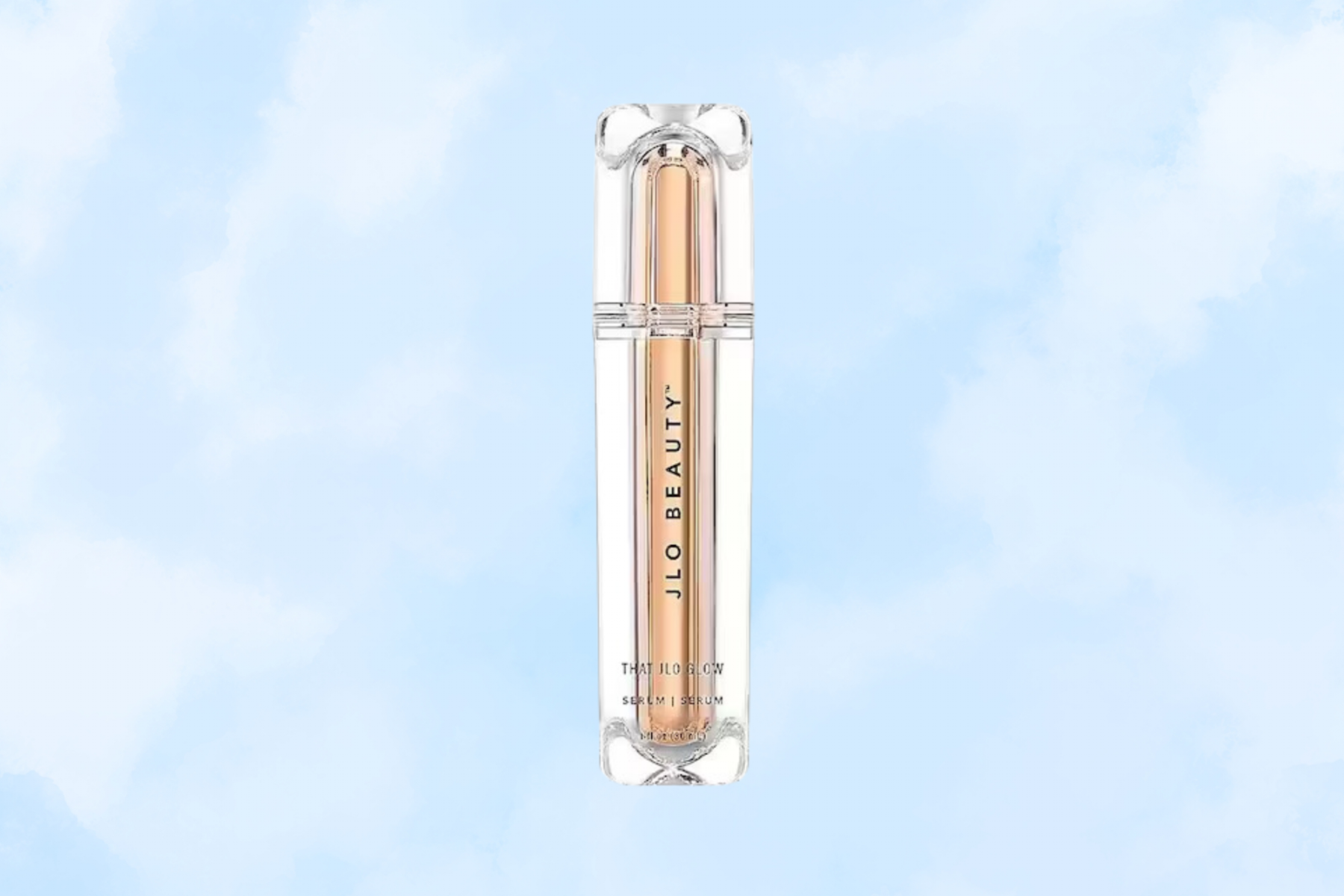 <b>That Jlo Glow™</b>: JLo comienza con este sérum que combina derivados de caña de azúcar y sake japonés para un efecto lifting inmediato. Su fórmula patentada, rica en antioxidantes como el aceite fermentado y el extracto de oliva, hidrata y da luminosidad a la piel.