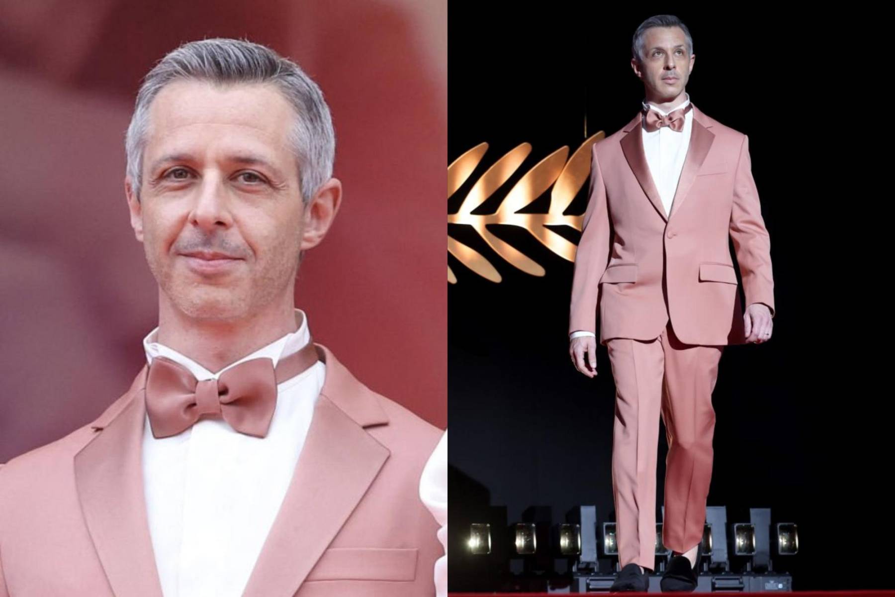 Jeremy Strong, actor de teatro, utilizó un traje color rosa salmón de Loro Piana.