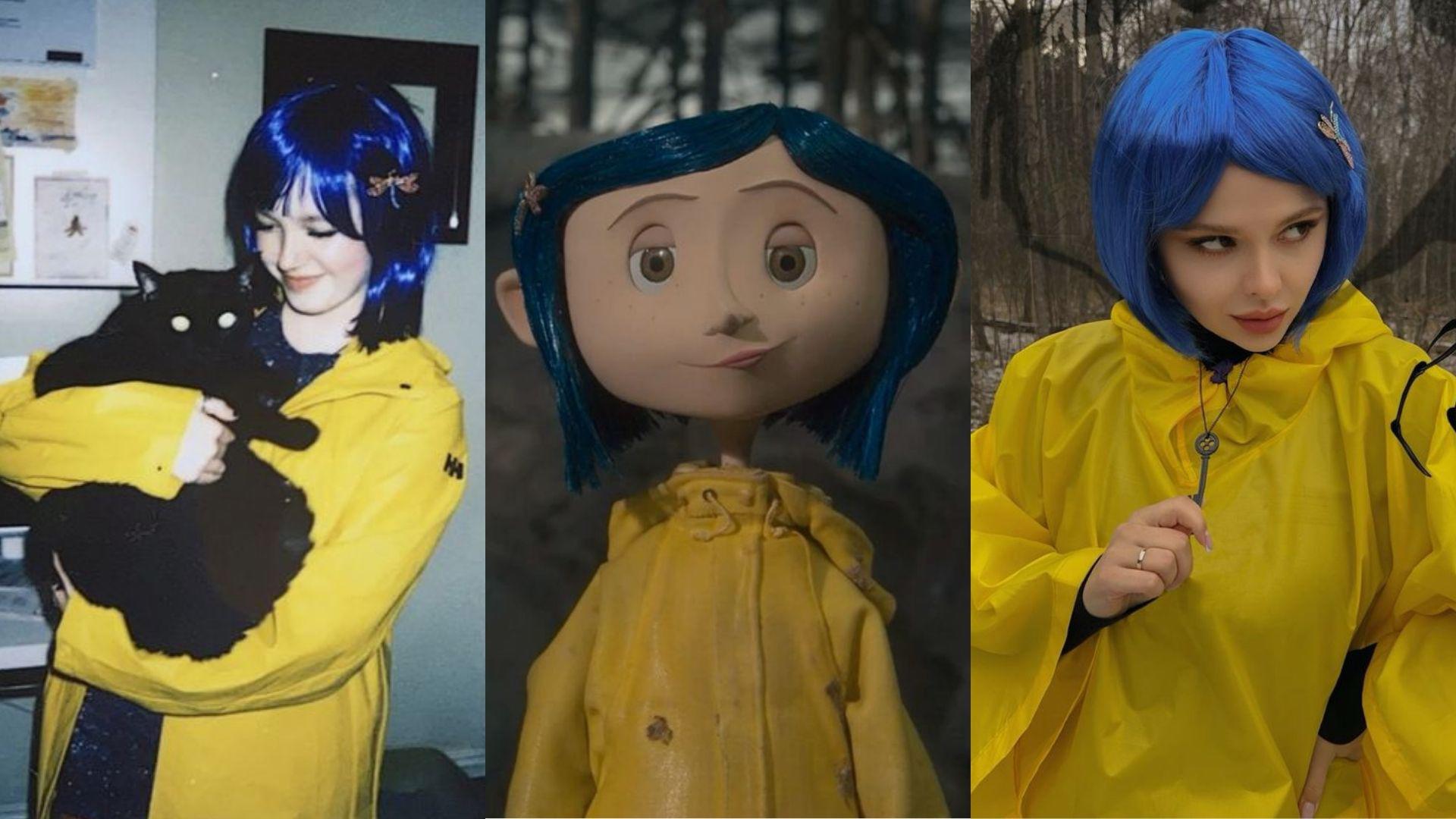 CoralineEsta icónica película cumplió 15 años en 2024, ¿qué mejor manera de rendirle homenaje que con un disfraz inspirado en ella? Solamente necesitas una peluca azul, un broche para el cabello y el abrigo amarillo.
