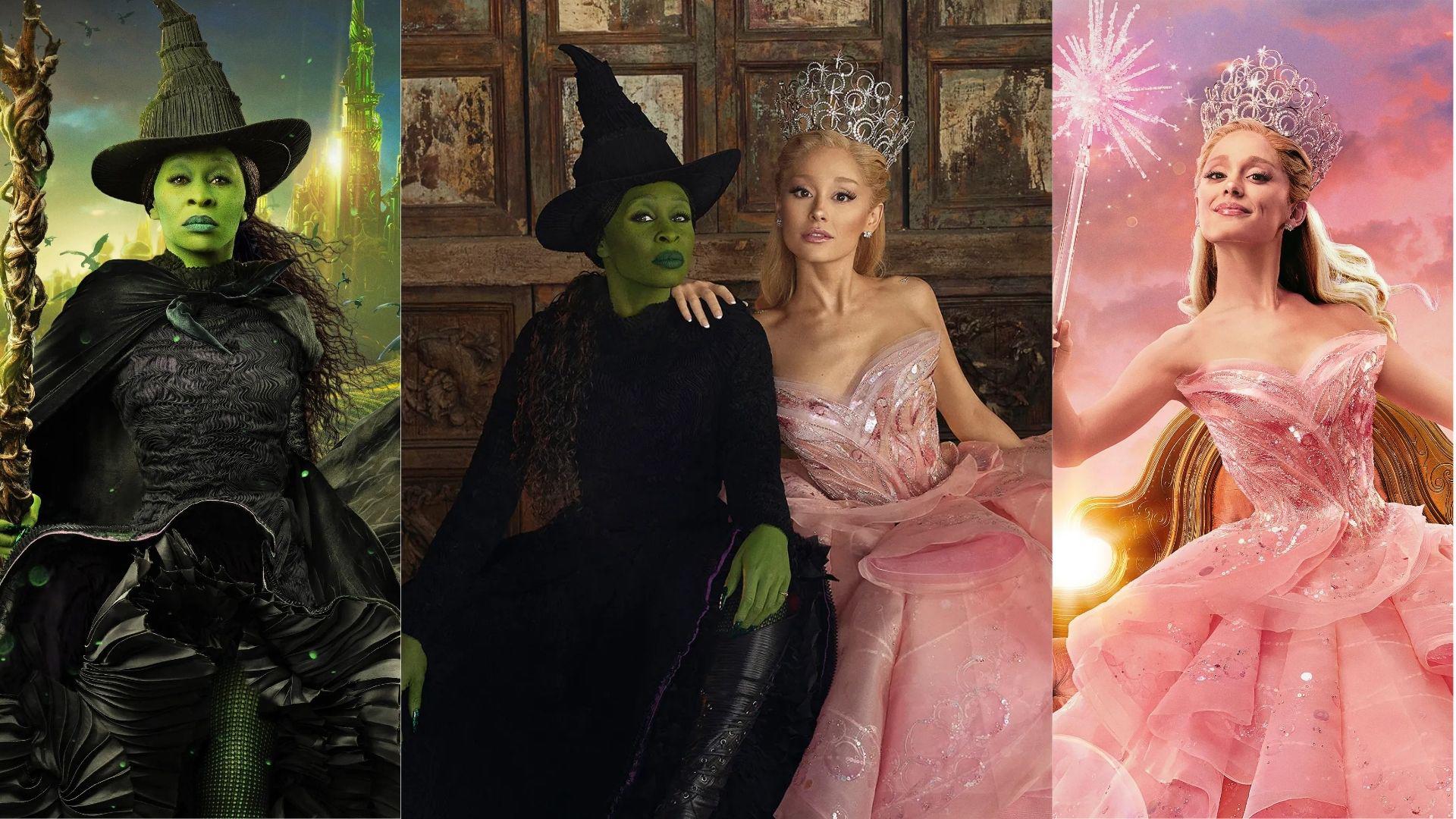 Wicked: Viste un vestido rosado con corona para Glinda y ropa negra con maquillaje verde para Elphaba.