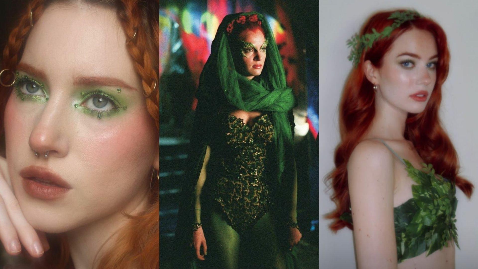 Poison IvyConviértete en una de las villanas más reconocidas de DC. Solo necesitas maquillaje y vestido verdes decorado con hojas.