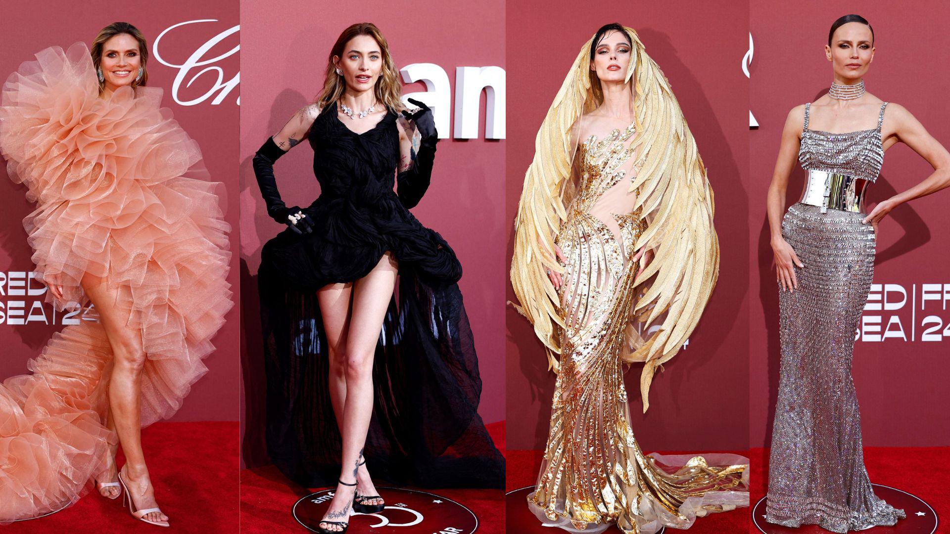 La 30 edición de la icónica gala amfAR en Cannes reunió a los nombres más reconocidos en el mundo del cine, la moda, música, arte y entretenimiento en una noche destinada a disfrutar y a aportar en la búsqueda de la cura para el SIDA. De izquierda a derecha: Heidi Klum, Paris Jackson, Coco Rocha y Natasha Poly