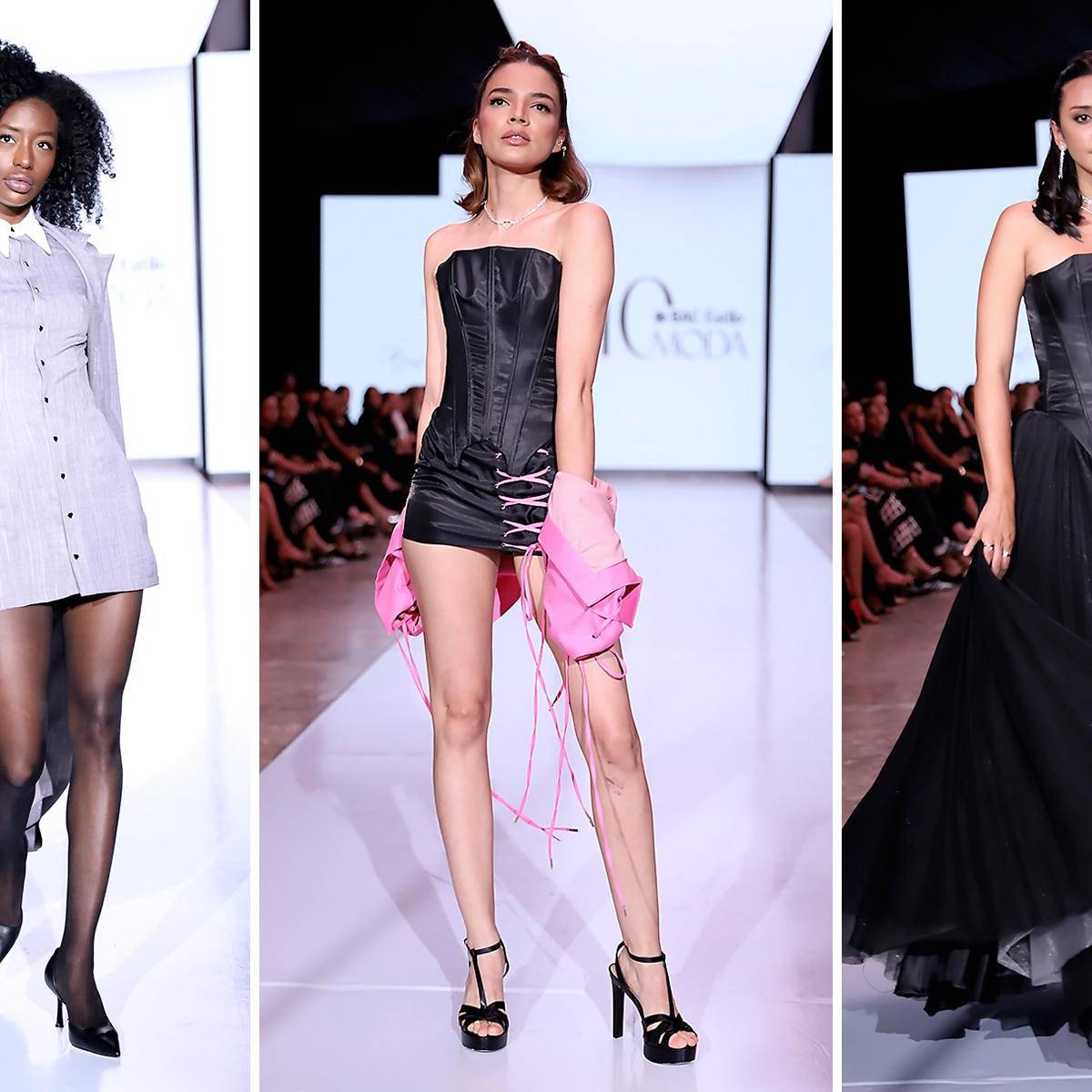 Con mucha emoción, Bastián Vásquez presentó una colección inspirada en los tacones de aguja de los 90, las minifaldas y la complicidad entre amigas, prendas que reviven memorias personales y culturales para transformarlos en moda.