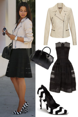 Black dress y biker jacket