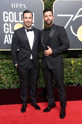 BEVERLY HILLS, CA - JANUARY 07: Actor/singer Ricky Martin (R) and Jwan Yosef attend The 75th Annual Golden Globe Awards at The Beverly Hilton Hotel on January 7, 2018 in Beverly Hills, California. Frazer Harrison/Getty Images/AFP== FOR NEWSPAPERS, INTERNET, TELCOS & TELEVISION USE ONLY ==