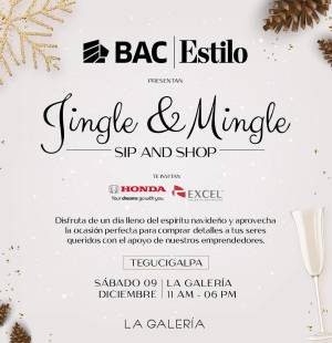 Sé parte de una experiencia única en el <u><b><a rel=nofollow href=https://www.instagram.com/p/C0cs-_MptWY/?utm_source=ig_web_copy_link&amp;igshid=MzRlODBiNWFlZA==>Jingle &amp; Mingle</a></b></u> de BAC y <u><b><a rel=nofollow href=https://www.instagram.com/revista_estilo/?img_index=1>Estilo</a>.</b></u> Honda y Excel te invitan a comprar regalos originales y apoyar a emprendedores y marcas hondureñas. No te pierdas este increíble evento el sábado 9 de diciembre en <u><b><a rel=nofollow href=https://www.instagram.com/lagaleriahn/>La Galería</a></b></u>, Tegucigalpa, y el domingo 10 de diciembre en Plaza Forensa, San Pedro Sula.