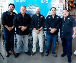 En Cervecería La 20 se realizó la conferencia de prensa para anunciar la 14ª edición del torneo de pesca Honduras International Billfish Open, que se llevará a cabo los días 5, 6 y 7 de marzo en The Marine Grill &amp; Marina, en el municipio de Omoa, Cortés. En la foto: Socios del Club de Pesca del Caribe: Mauricio Canahuati, Basilio Fuschich, Roberto Calderón, Christopher Fuschich y Geovani Chahín.