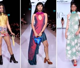 Yushi Cruz presentó “Jade Sangrante” como su colección debut en BAC Estilo Moda 2025. Cada pieza narró un viaje entre tradición y simbolismo, inspirado en los rituales mayas de entrega y transformación. Desde el corset rojo que alude a la apertura del pecho, hasta el vestido tornasol que encarna la entrega del alma, pasando por conjuntos dramáticos y ofrendas sagradas, cada look celebró la fuerza, la delicadeza y la mística de lo femenino.