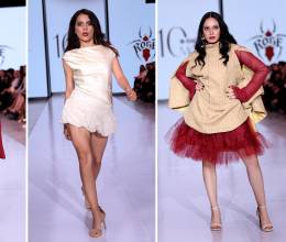 La colección “FOR I HAVE SINNED” de Rosángel Donaire en BAC Estilo Moda 2025 nos invitó a explorar el lado más profundo del ser humano. Con una visión surrealista, la diseñadora interpretó el pecado desde una perspectiva artística y abstracta, incorporando elementos que reflejan la oscuridad y la contradicción que habitan en todos nosotros. Cada look narró una historia a través de texturas como el mesh, el podesua y la organza, en una paleta dominada por el rojo, ivory y dorado.