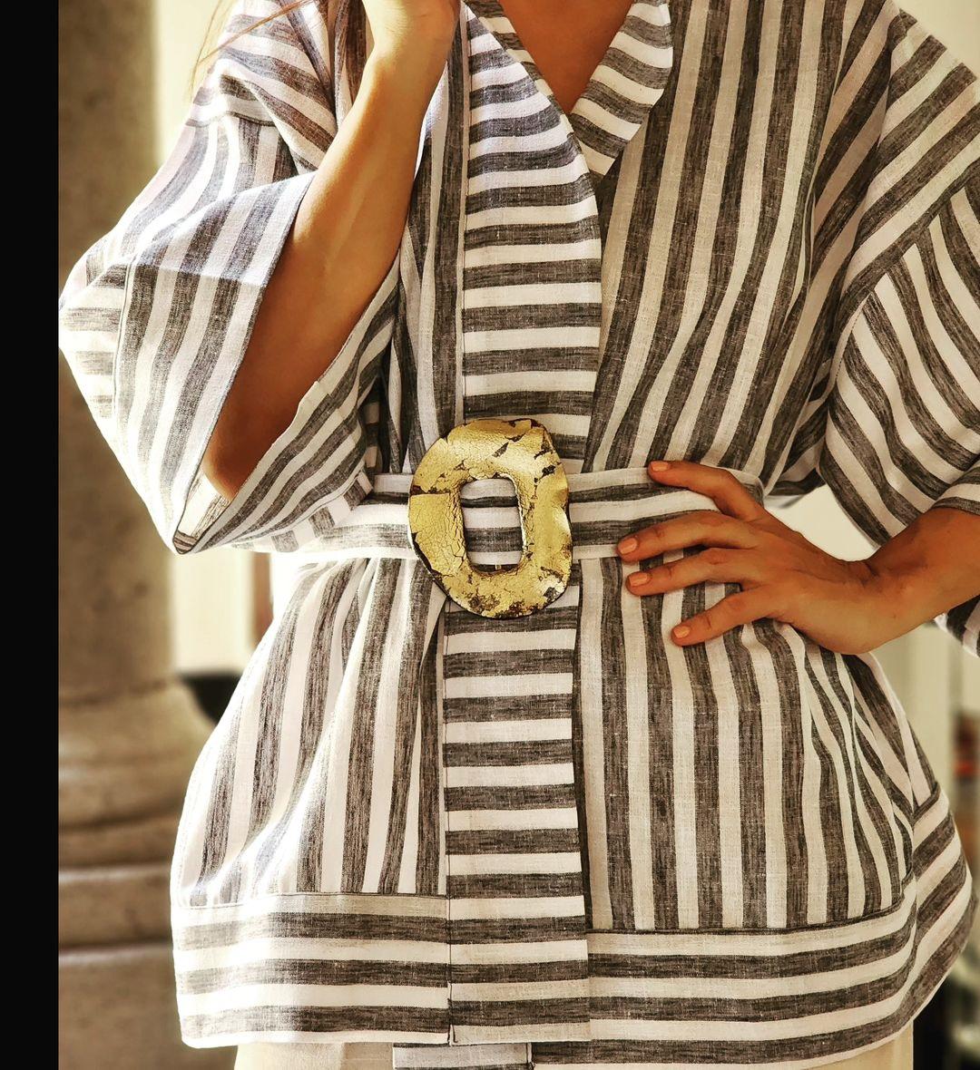 Kimono jacket a rayas $!Kimono jacket a rayas