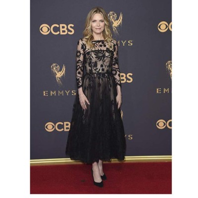 Michelle Pfeiffer arrives at the 69th Primetime Emmy Awards on Sunday, Sept. 17, 2017, at the Microsoft Theater in Los Angeles. (Photo by Jordan Strauss/Invision/AP)
