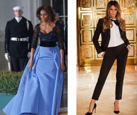 8. MICHELLE OBAMA mide más de 1,80 de altura y es talla 44. Durante su papel como primera dama apoyó sobremanera a los diseñadores que radican en Estados Unidos vistiendo sus prendas, desde Marchesa, Brandon Maxwell, Oscar de la Renta, Naeem Khan y Vera Wang. También vistió prendas de Versace, y Alexander McQueen. <br/><br/>MELANIA mide un 1,80 de estatura y es talla 36. Suele vestir de Saint Laurent, Gucci, Alexander McQueen, Versace, Chanel, Dior, Dolce & Gabbana y pocos diseñadores norteamericanos como Michael Kors o Ralph Lauren.<br/>