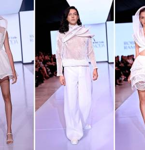 En la cima de su creatividad, el diseñador hondureño Roberto Ramírez presentó Cenit, su décima pasarela en BAC Estilo Moda, una colección dibujada por pliegues y volúmenes que evocan esculturas en movimiento.