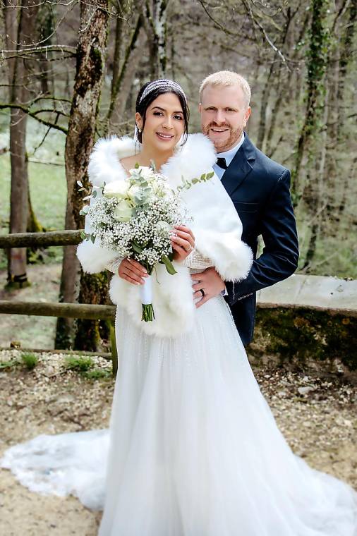 Los felices y enamorados novios Gissela Tábora y Kaleb Steinhauer