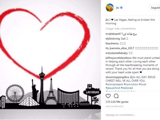 Celebridades reaccionan ante la tragedia en Las Vegas