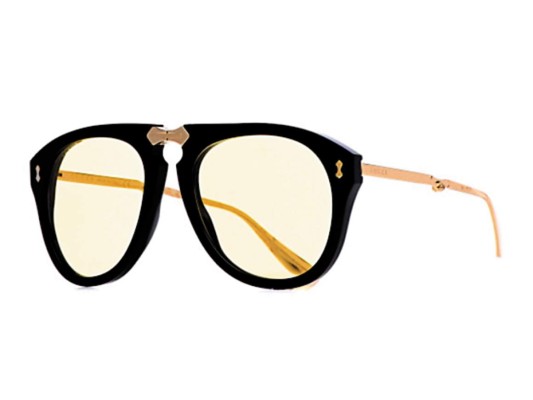 Gafas estilo aviador de marco de acetato y patillas doradas by Gucci