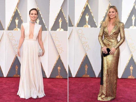 Olivia Wilde en Valentino Alto Costura y Margot Robbie en Tom Ford