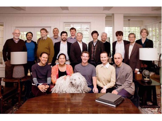 Noviembre 9, 2015. Junto a Priscilla Chan, Ed Boyden y el millonario Yuri Milner.