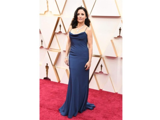 Julia Louis-Dreyfus: la actriz lució un vestido de seda azul de Vera Wang<br/>