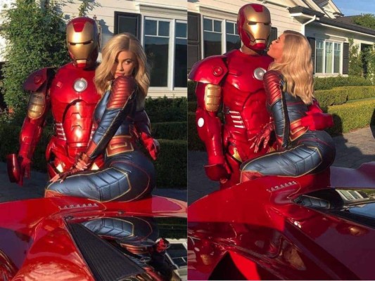 Travis Scott como Iron Man y Kylie como la Capitana Marvel<br/>