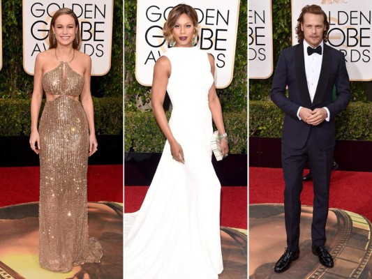 Brie Larson en Calvin Klein, Laverne Cox en Elizabeth Kennedy y Sam Heughan