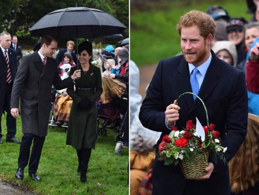 Los duques de Cambridge y el príncipe Harry en Sandringham para la tradicional misa de Navidad