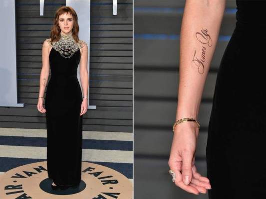 Emma Watson apareció en la alfombra roja de los Oscar 2018 con un tatuaje que demuestra su compromiso con Time's Up.