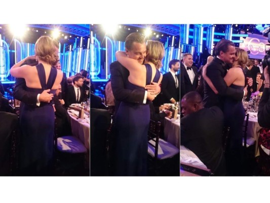Una genuina celebración entre dos amigos ganadores en la reciente entrega de los Golden Globe Awards