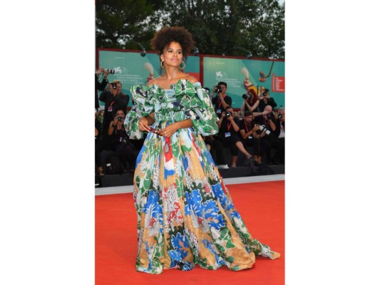 Mandatory Credit: Photo by Maria Laura Antonelli/Shutterstock (10376329c)<br/><br/>Zazie Beetz<br/><br/>'Joker' premiere, 76th Venice Film Festival, Italy - 31 Aug 2019<br/><br/>Wearing Valentino Same Outfit as catwalk model *10326938bh