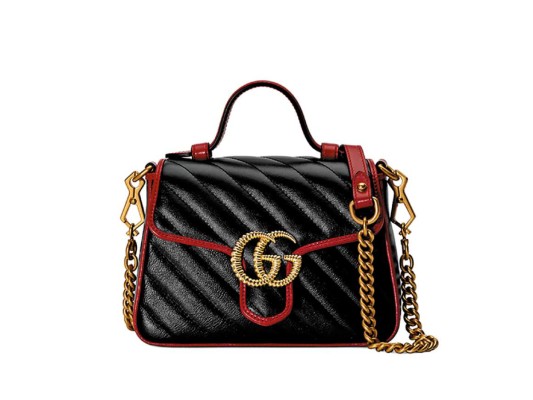 Bolso acolchonado con ribete color cereza en contraste by Gucci