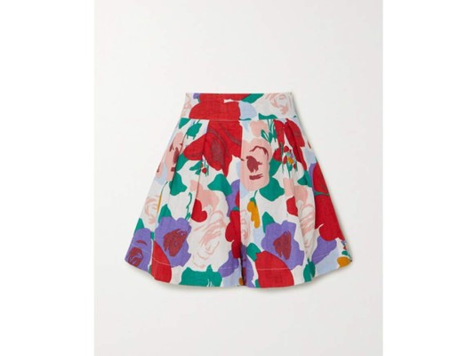 <br/>Shorts de lino con estampado floral