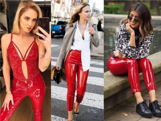 Leather pants: si eres más atrevida y te gusta ser siempre la atención donde vayas, no dudes dos veces en conseguirte unos pantalones de cuero, en esta temporada los rojos son la mejor opción para ese look rockero que deseas.