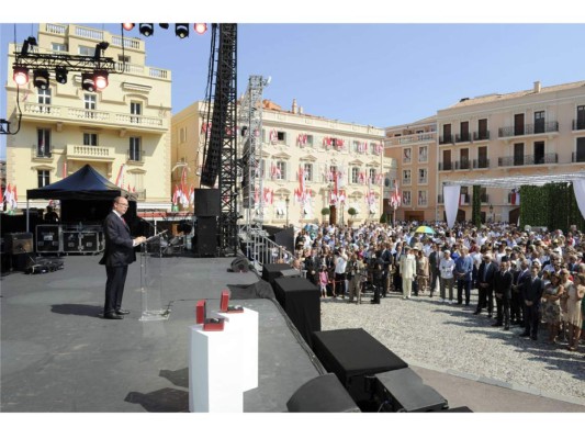 Alberto de Mónaco durante el discurso de apertura de festividades que marcan el décimo aniversario de su entronización