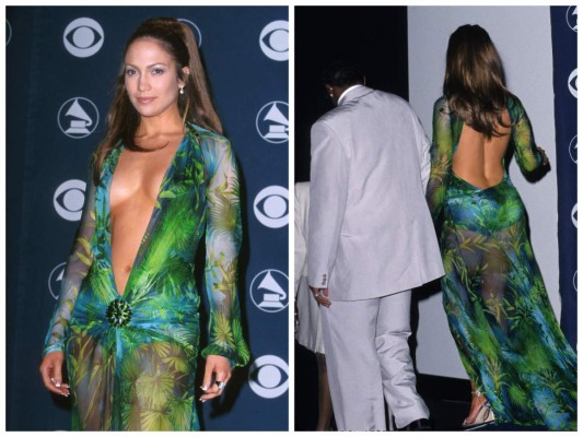 El atrevido diseño de Versace que usó Jennifer López en los Grammy Awards de 2000, la boricua se robó las miradas con un revelador escote y transparencia que dejaba muy poco a la imaginación