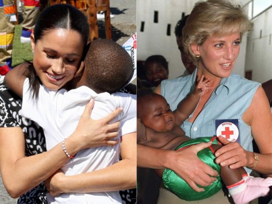 Su labor humanitario:<br/>Diana también fue conocida como ''la reina de corazones'' debido a su pasión por ayudar a las personas desamparadas y a Meghan se le ha visto mucho amor por los más necesitados. Lady Di luchó para acabar con el estigma que se tenía por pascientes con VIH y Meghan defiende su discurso de equidad de género, derechos LGTBQ, justicia social y feminismo.