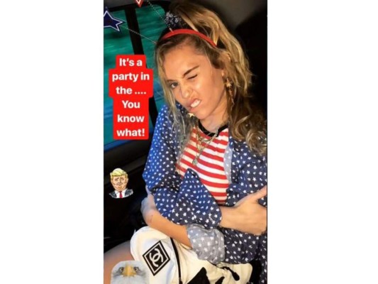 Miley Cyrus, también se unió al festejo. La cantante subió algunas fotografías a su Instagram Stories, donde se le ve muy patriótica y nos recordó su single Party In The U.S.A.
