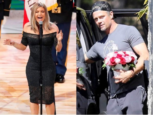 Josh Duhamel regala flores a Fergie tras cantar en el Himno de los EEUU