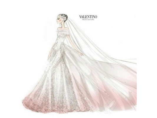 Boceto del vestido de novia.