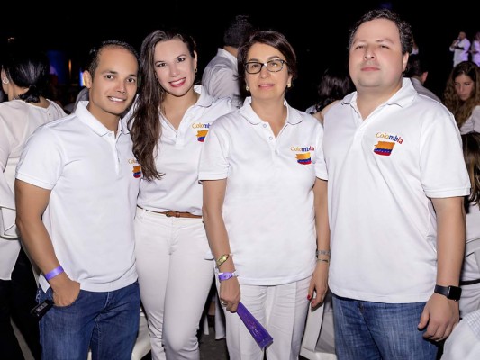 Juan Miguel y Carolina Raad, Victoria González Ariza, embajadora de Colombia con Gustavo Caribas, delegación de Colombia.