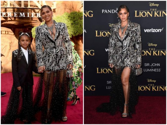 Beyoncé dará vida a Nala en la nueva producción live action de Disney, la cantante desfilo por la alfombra roja al lado de su hija Blue Ivy donde lucieron un look que hacia match el vestido estilo esmoquin estaba lleno de cristales, creación de la casa de moda Alexander McQueen. Por su parte, su primogénita usó una chaqueta negra decorada con lentejuelas plateadas, mientras que la parte baja de su vestido lucía idéntica al diseño de su famosa mamá, con tul negro cubierto de destellos.