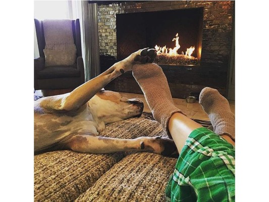 Kaley Cuoco junto a su perro