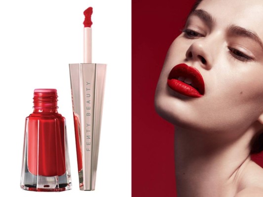 Stunna Lip Paint de Fenty. Hace un año Riri conquistó el beauty market con este práctico y espectacular labial de alta pigmentación de su línea Fenty. Los labios rojos son un clásico sin importar la marca, pero el Stunna Lip te transforma inmediatamente en una diosa y no hay nadie que discuta su duración y lo mejor se ve perfecto en todo tipo de pieles a un costo de 24 dólares