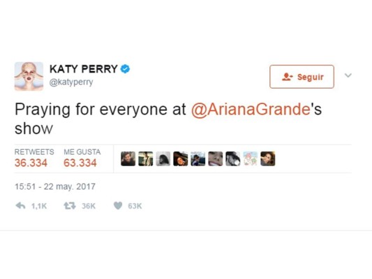 Famosos reaccionan al atentado de Manchester