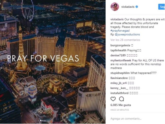 Celebridades reaccionan ante la tragedia en Las Vegas